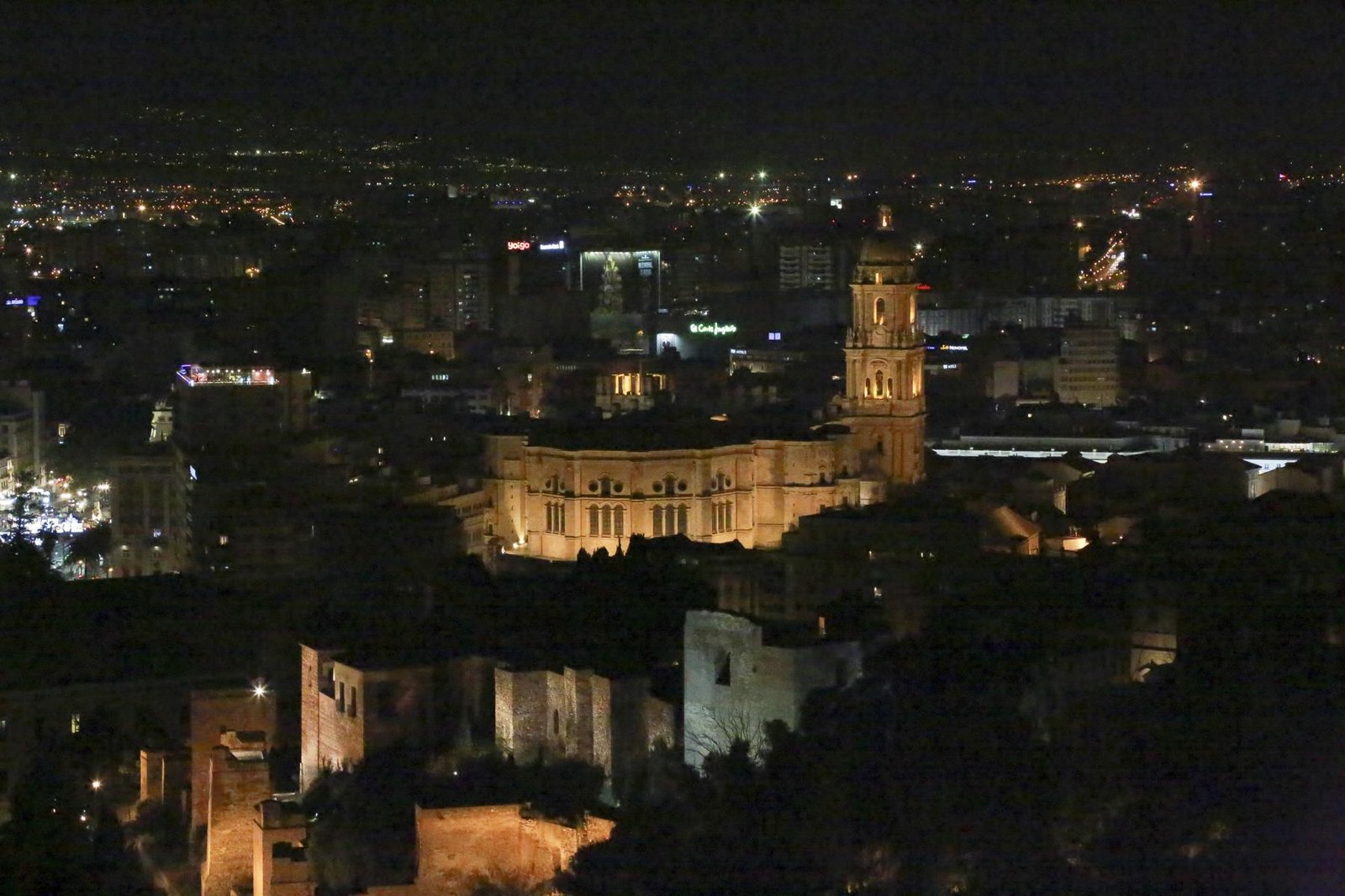 Málaga Cathedral at night